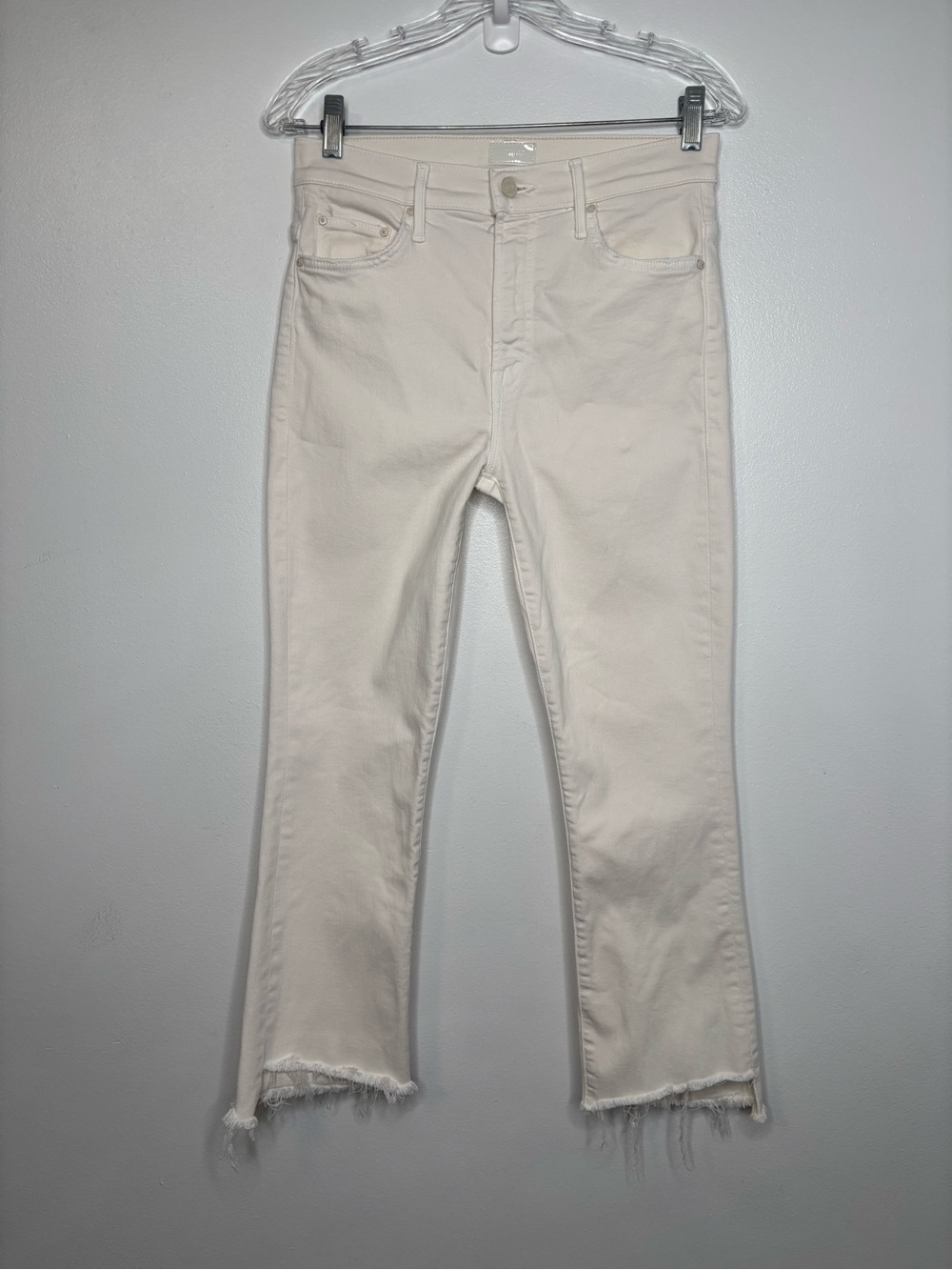 Mother Jeans The Insider Crop Step Fray Cream Puffs Size 28.